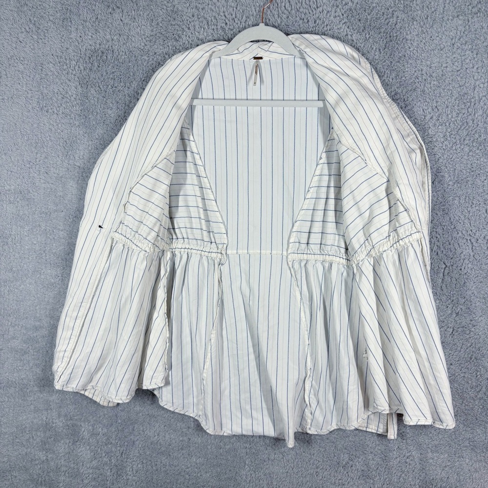 Free People So Divine Pinstripe Menswear Button Down Top Sz M White Office Siren - Picture 6 of 10